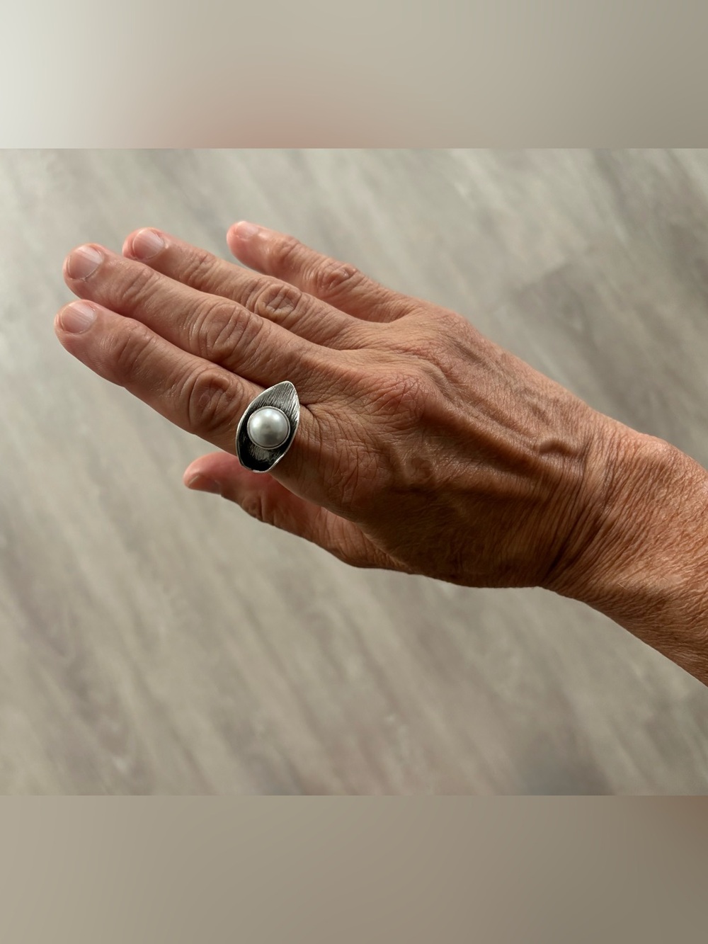 Hand Crafted Silver Pearl Statement Ring
